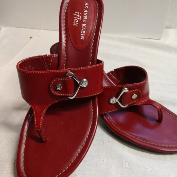 Red AK Ann Klein iflex Sandals- size 7-1/2 M - Picture 1 of 8